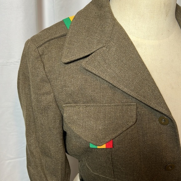 Vintage Military Jacket with Green/Gold/Red Details Size XS/Small - Picture 4 of 6